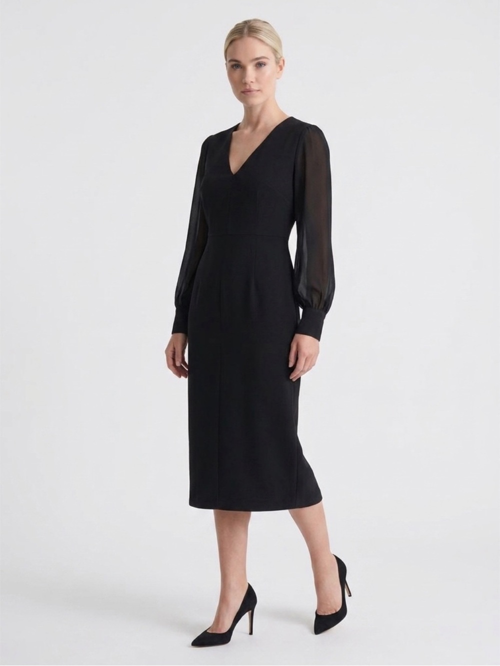 NWT Karen Kane Sheer Blouson Sleeve
Little Black Dress (LBD) - V-Neck (M)